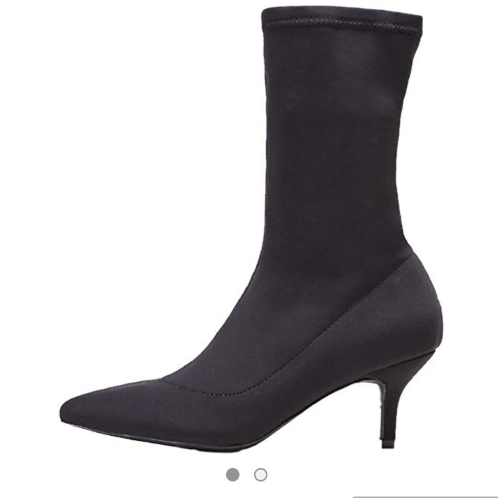 Sock Pointed Toe Low Kitten Clear Heel Booties